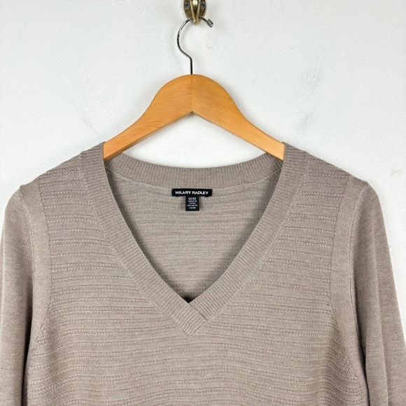 Hilary Radley Mocha V-Neck Sweater Sz M - Picture 5 of 9